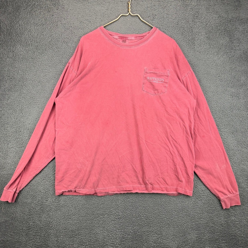Comfort Colors Raffkind's Amarillo Texas Pocket T-Shirt Mens 2XL Red Long Sleeve